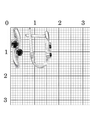 Серьги серебро 925 пробы, покрытие - родирование, вставка - фианит (недрагоценный камень)