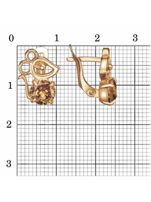 Серьги бижутерия, покрытие - золочение, вставка - фианит (недрагоценный камень)