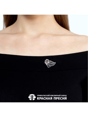 Брошь бижутерия, покрытие - серебрение с оксидированием, без вставок