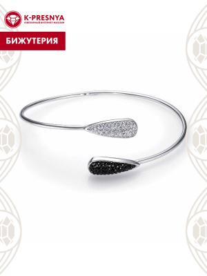 Браслет бижутерия, покрытие - платинирование, вставка - стекло ювелирное preciosa