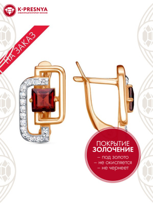 Серьги серебро 925 пробы, покрытие - золочение, выборочное родирование