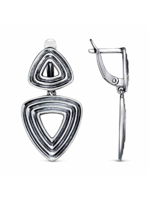 Серьги бижутерия, покрытие - серебрение с оксидированием, без вставок