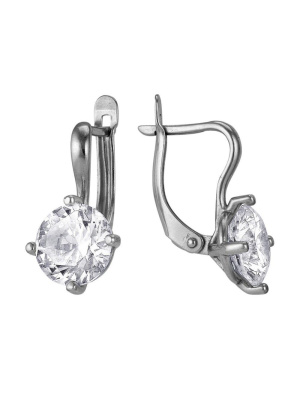 Серьги серебро 925 пробы, покрытие - оксидирование, вставка - фианит (недрагоценный камень)