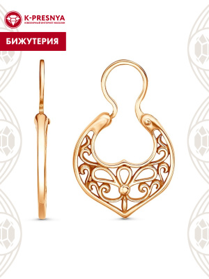 Серьги бижутерия, покрытие - золочение, без вставок