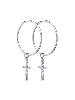 Серьги серебро 925 пробы, покрытие - родирование, вставка - фианит (недрагоценный камень)