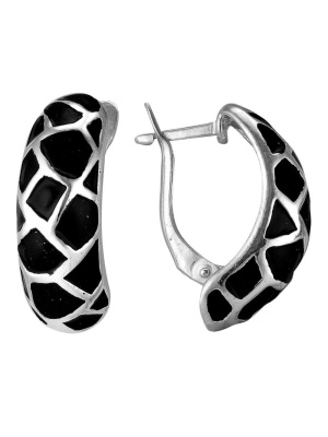 Серьги бижутерия, покрытие - серебрение, отделка - эмаль, без вставок