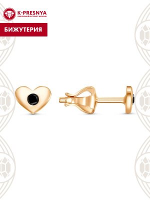 Серьги бижутерия, покрытие - золочение, вставка - стекло ювелирное preciosa