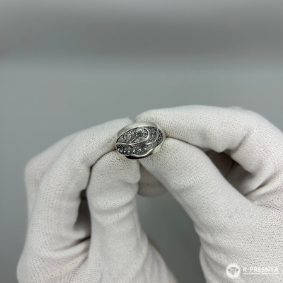 Кольцо серебро 925 пробы, покрытие - оксидирование, без вставок