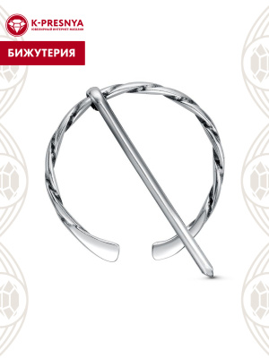 Брошь бижутерия, покрытие - серебрение с оксидированием, без вставок