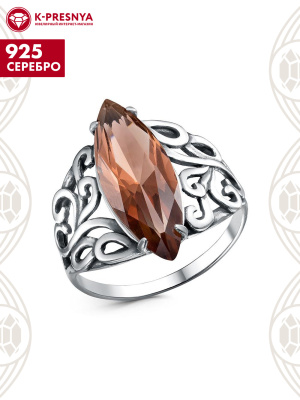 Кольцо серебро 925 пробы, покрытие - оксидирование, вставка - стекло ювелирное собственной огранки