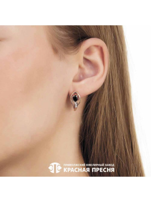 Серьги серебро 925 пробы, покрытие - золочение, выборочное родирование