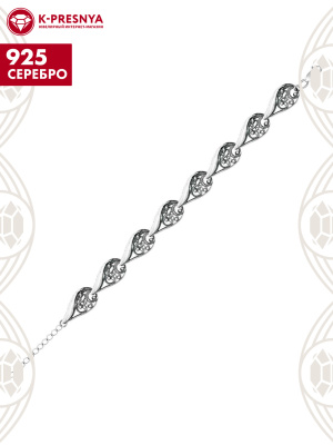 Браслет серебро 925 пробы, покрытие - оксидирование, отделка - алмазная грань, без вставок