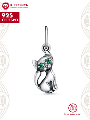 Подвеска серебро 925 пробы, покрытие - оксидирование, вставка - искусственная шпинель