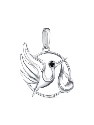 Подвеска бижутерия, покрытие - платинирование, вставка - фианит (недрагоценный камень)