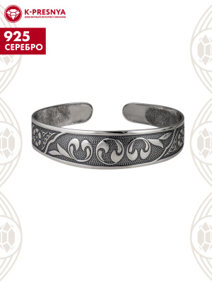 Браслет серебро 925 пробы, покрытие - оксидирование, без вставок