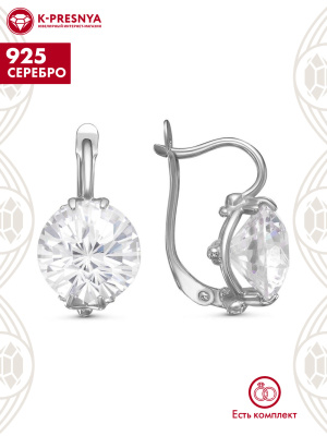 Серьги серебро 925 пробы, покрытие - оксидирование, вставка - фианит собственной огранки (недрагоценный камень)