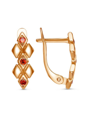 Серьги серебро 925 пробы, покрытие - золочение, вставка - фианит (недрагоценный камень)