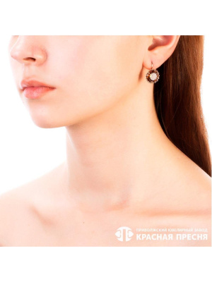 Серьги серебро 925 пробы, покрытие - золочение, вставка - искусственный султанит