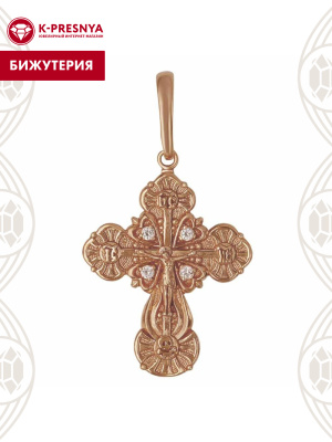 Подвеска бижутерия, покрытие - золочение, вставка - стекло ювелирное preciosa