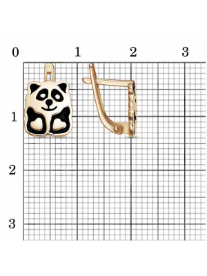 Серьги серебро 925 пробы, покрытие - золочение, отделка - эмаль, без вставок