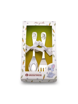 Ложка чайная "зайчик" серебро 925 пробы, покрытие - оксидирование, без вставок