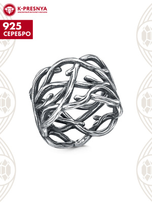 Кольцо серебро 925 пробы, покрытие - оксидирование, без вставок