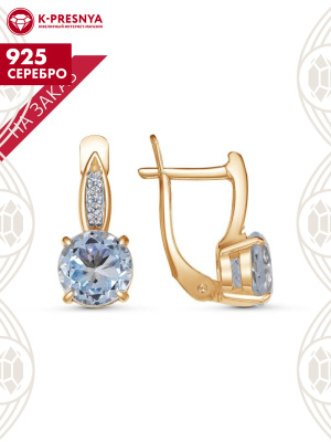 Серьги серебро 925 пробы, покрытие - золочение, выборочное родирование