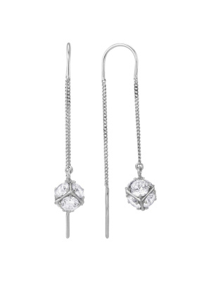 Серьги серебро 925 пробы, без покрытия, вставка - фианит (недрагоценный камень)