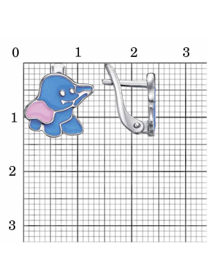 Серьги серебро 925 пробы, покрытие - платинирование, отделка - эмаль, без вставок