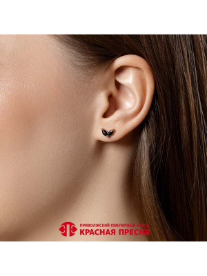 Серьги серебро 925 пробы, покрытие - золочение, вставка - фианит (недрагоценный камень)