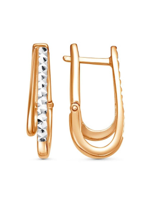 Серьги бижутерия, покрытие - золочение, отделка - алмазная грань, без вставок