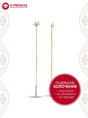 Серьги серебро 925 пробы, покрытие - золочение, отделка - алмазная грань, без вставок