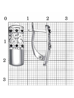 Серьги бижутерия, покрытие - серебрение с оксидированием, вставка - стекло ювелирное preciosa
