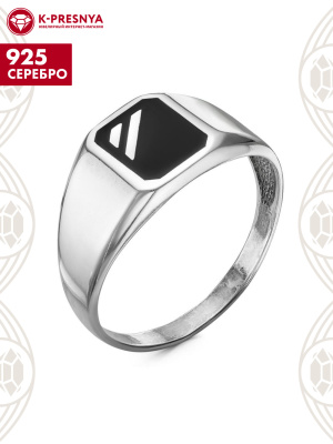 Кольцо серебро 925 пробы, покрытие - оксидирование, отделка - эмаль, без вставок