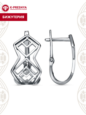Серьги бижутерия, покрытие - серебрение с оксидированием, без вставок