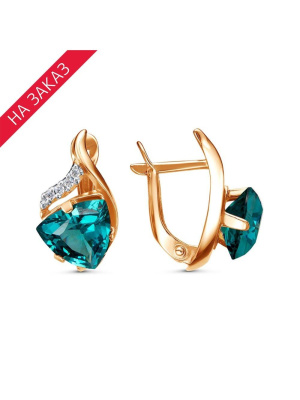 Серьги серебро 925 пробы, покрытие - золочение, выборочное родирование