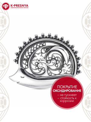 Брошь серебро 925 пробы, покрытие - оксидирование, без вставок