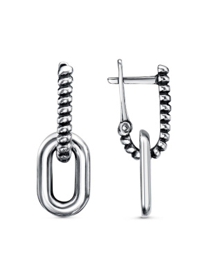 Серьги серебро 925 пробы, покрытие - оксидирование, без вставок