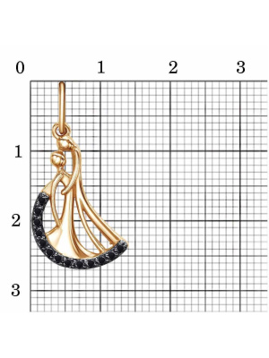 Подвеска серебро 925 пробы, покрытие - золочение, выборочное родирование, вставка - фианит (недрагоценный камень)