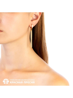 Серьги серебро 925 пробы, покрытие - золочение, без вставок