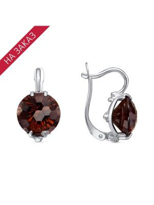 Серьги серебро 925 пробы, покрытие - родирование, вставка - искусственный топаз мистик