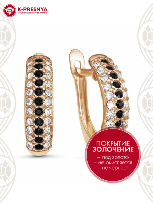 Серьги бижутерия, покрытие - золочение, вставка - стекло ювелирное preciosa