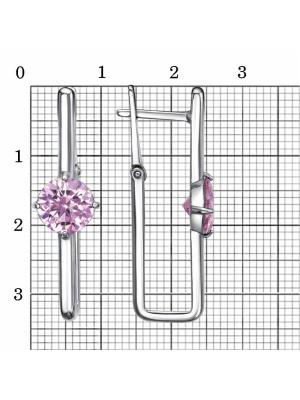 Серьги серебро 925 пробы, покрытие - платинирование, вставка - фианит (недрагоценный камень)