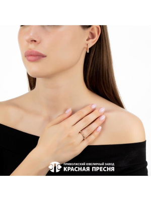 Серьги серебро 925 пробы, покрытие - золочение, вставка - фианит (недрагоценный камень)