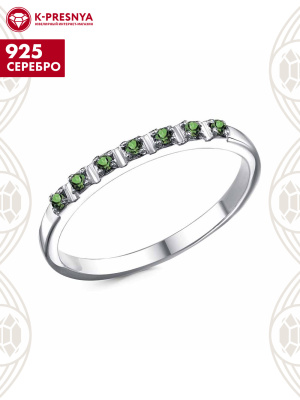 Кольцо серебро 925 пробы, покрытие - родирование, вставка - фианит (недрагоценный камень)