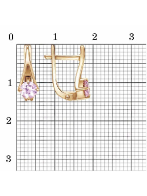 Серьги бижутерия, покрытие - золочение, вставка - фианит (недрагоценный камень)