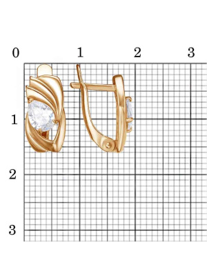 Серьги серебро 925 пробы, покрытие - золочение, вставка - фианит (недрагоценный камень)