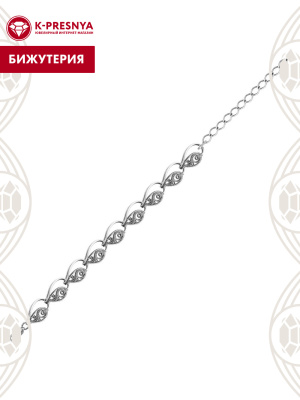 Браслет бижутерия, покрытие - серебрение с оксидированием, без вставок