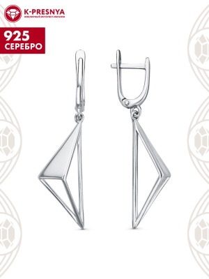 Серьги серебро 925 пробы, покрытие - родирование, без вставок