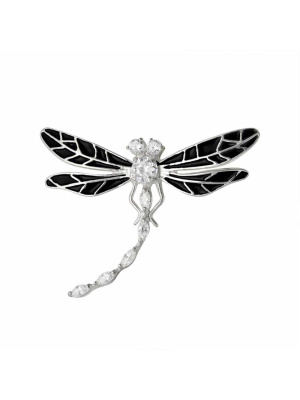 Брошь серебро 925 пробы, без покрытия, отделка - эмаль, вставка - фианит (недрагоценный камень)